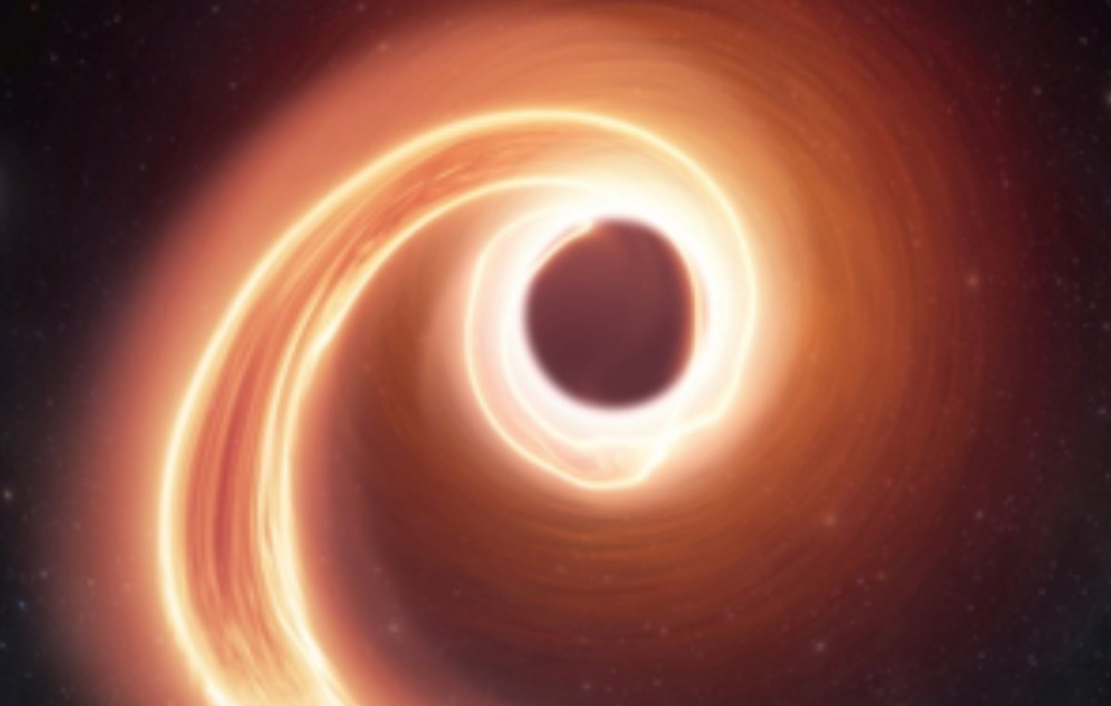 An illustration of a star tidally disrupted by a supermassive black hole.